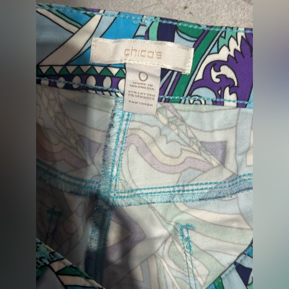 Chico's High Rise Jeans with Blue and Purple Patterns - Picture 3 of 4